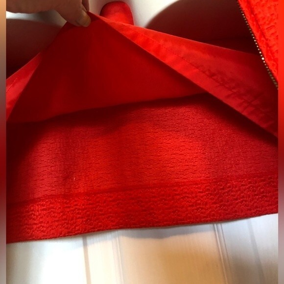 Tory Burch Size 10 Red Blood Orange Silk Blend Structured Front Zipper Dress - Picture 11 of 16